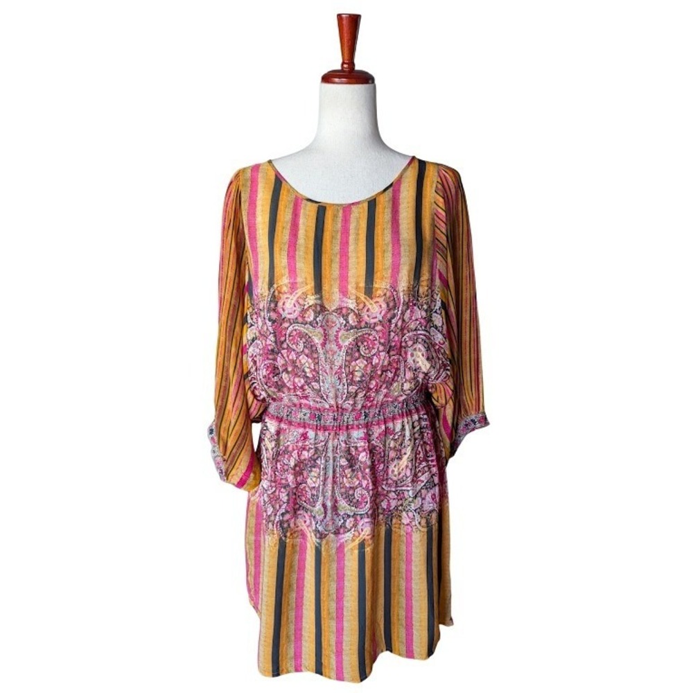 Tanvi Kedia for Anthropologie Sunpass Striped Blouson Dress Size Medium